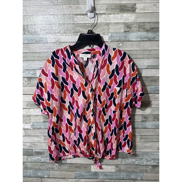 Women’s Linen Charter Club Blouse Multicolored Size Small - Picture 4 of 11